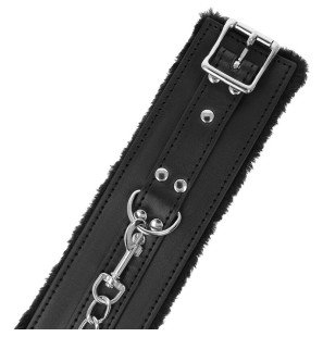 Black padded BDSM cuffs for adults – image 4