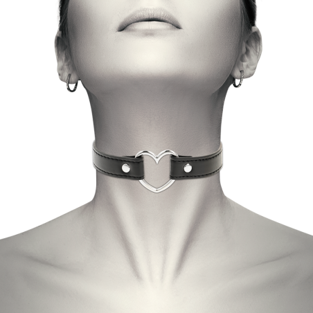 Vegan leren halsband met hartdetail Coquette Chic Desire 4,5 cm