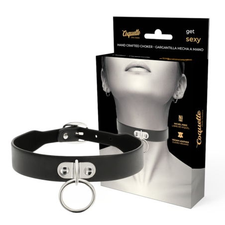 Vegan leren halsband met ketting 43 cm Coquette Chic Desire