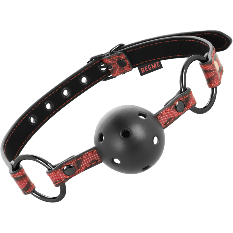 BEGME red vegan leather mouth gag, 65 cm – image 1