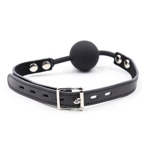 Siliconen mondknevel met leren band en hangslot OHMAMA FETISH – foto 4