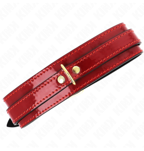 Wine-red adjustable collar with chain and gold details – image 2