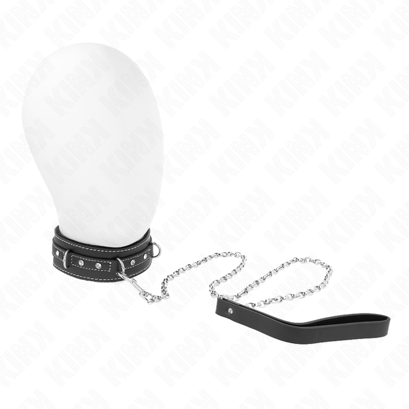 PVC Leather Collar 105 cm with Rhinestone Rivet – image 1