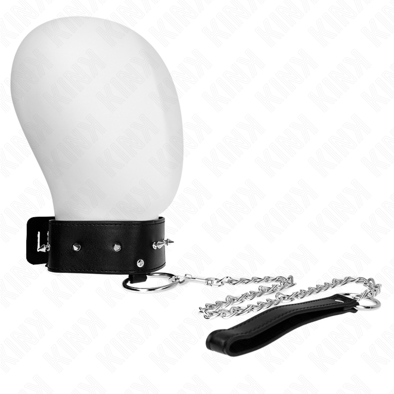 Adjustable collar with 65 cm lead and silver-coloured studs – image 1