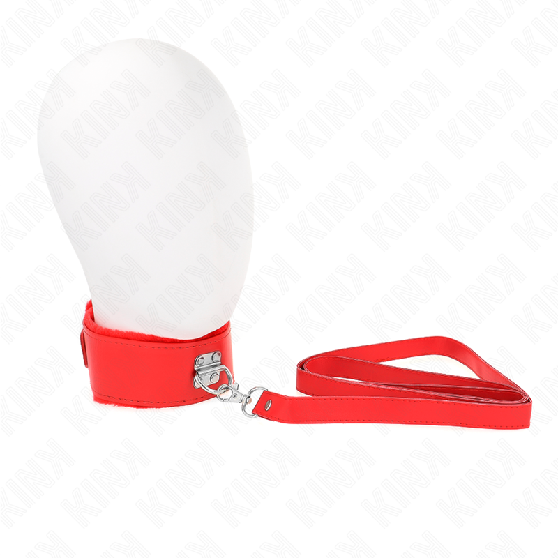 Adjustable red collar with silver-coloured studs 40-48 cm – image 1