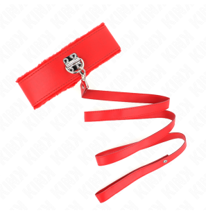 Adjustable red collar with silver-coloured studs 40-48 cm – image 2