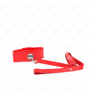 Adjustable red collar with silver-coloured studs 40-48 cm – image 3