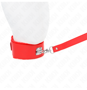 Adjustable red collar with silver-coloured studs 40-48 cm – image 4