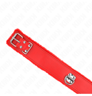 Adjustable red collar with silver-coloured studs 40-48 cm – image 5