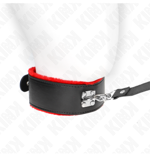 Red leather collar with adjustable 116 cm lead – image 3