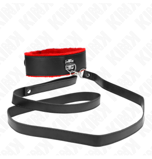 Red leather collar with adjustable 116 cm lead – image 4