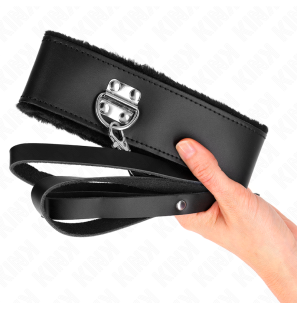 Black Leather Collar with Adjustable Lead 116 cm – image 3
