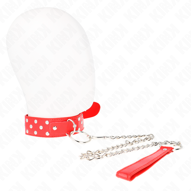 Adjustable red collar with 65 cm lead, 36-50 cm – image 1