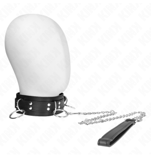Bondage collar with three rings and 80 cm strap – image 1