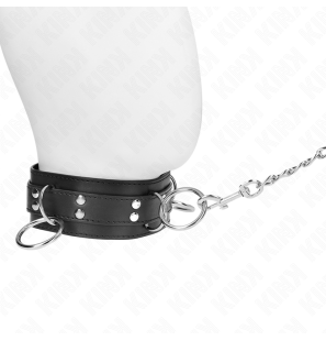 Bondage collar with three rings and 80 cm strap – image 2