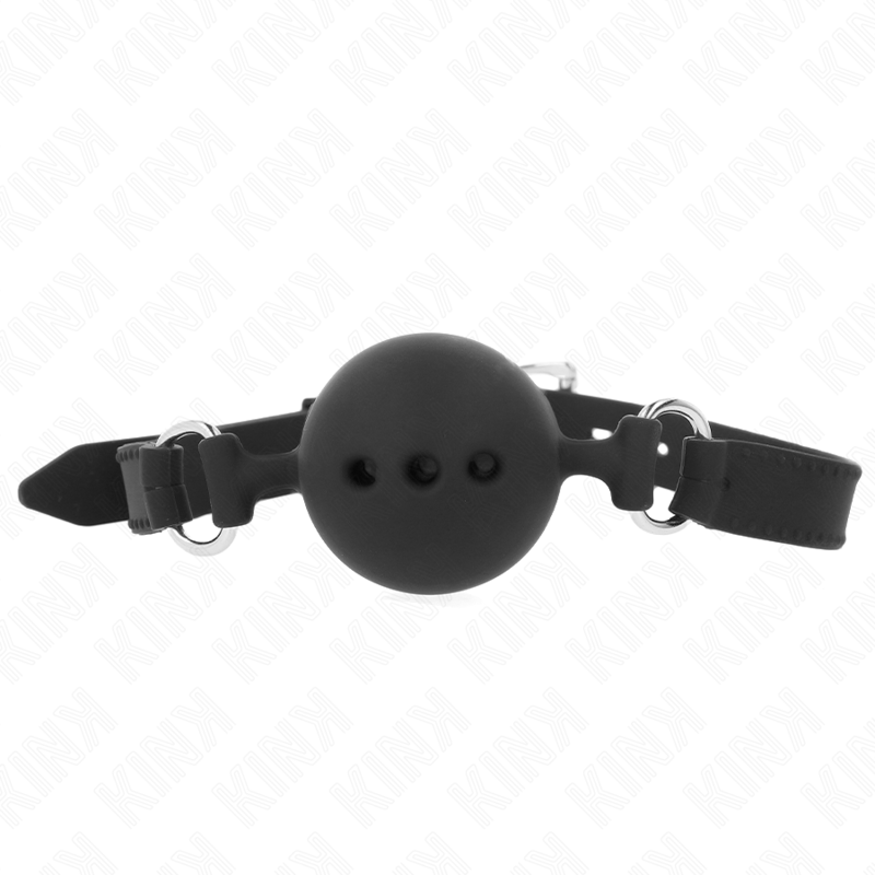 Adjustable silicone ball gag with 4,5 cm ball – size M, black – image 1