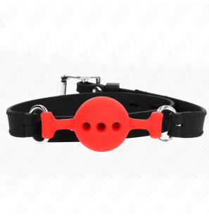 Verstelbare siliconen mondknevel met bal van 4 cm, rood – foto 1