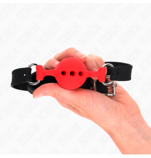 Adjustable silicone ball gag with 4 cm ball, red – image 2
