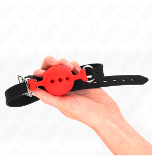 KINK Silikon-Ballknebel mit Kugel 4,5 cm, verstellbar, rot – Bild 2