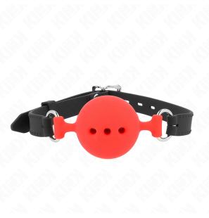Verstellbarer Silikon-Mundknebel mit 5-cm-Kugel – rot – Bild 1