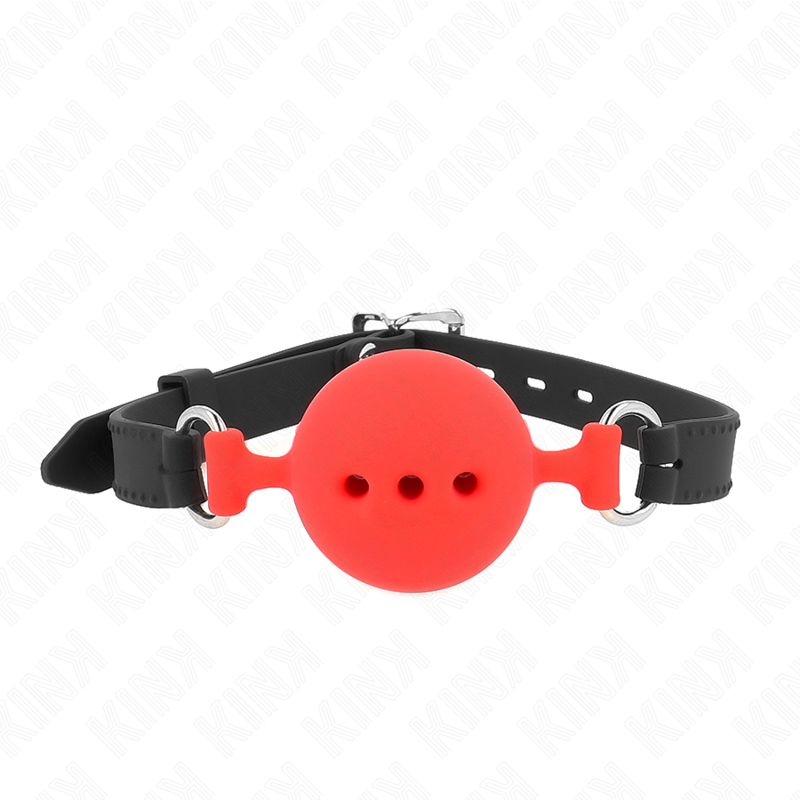 Bâillon réglable en silicone avec boule de 5 cm – rouge – photo 1