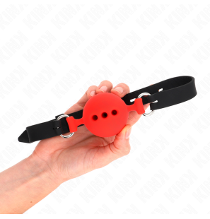 Adjustable silicone ball gag with 5 cm ball – red – image 2