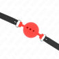 Verstelbare siliconen mondknevel met bal 5 cm – rood – foto 5