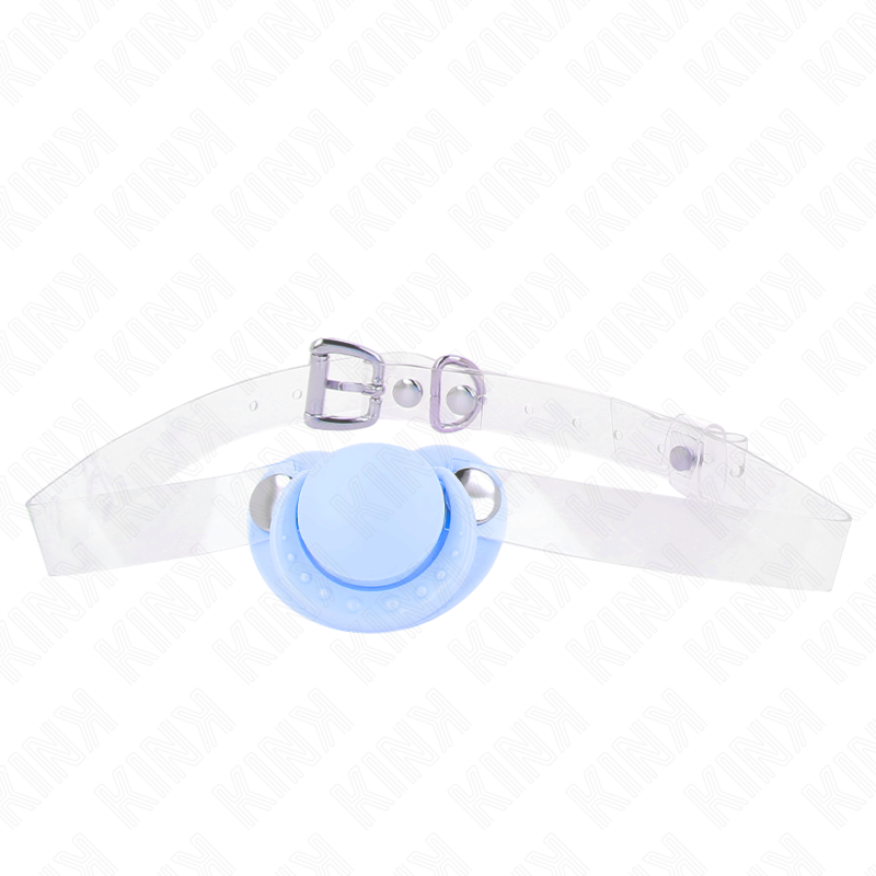 Light blue adjustable pacifier-shaped mouth gag 5,5 x 4 cm – image 1