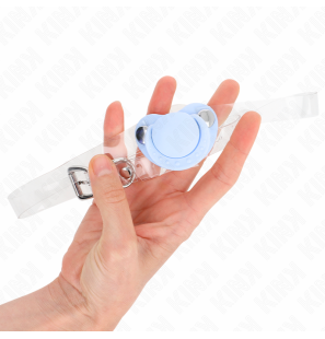 Light blue adjustable pacifier-shaped mouth gag 5,5 x 4 cm – image 2