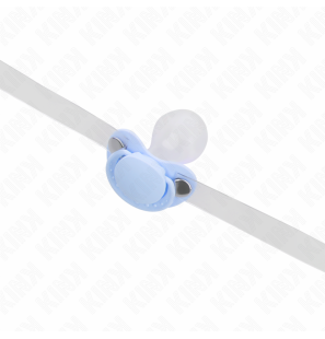 Light blue adjustable pacifier-shaped mouth gag 5,5 x 4 cm – image 4