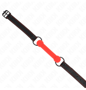 Bone-shaped gag with adjustable red leather strap 41-57 cm – image 3