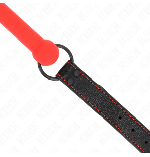 Bâillon en forme d’os avec sangle en cuir rouge réglable 41-57 cm – photo 4
