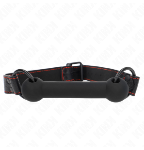 Adjustable leather gag with bone-shaped mouthpiece 41-57 cm – image 1