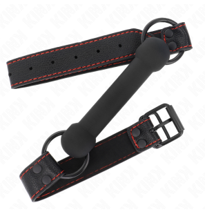 Adjustable leather gag with bone-shaped mouthpiece 41-57 cm – image 2