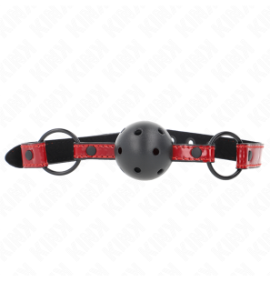 Adjustable ball gag in glossy faux leather, 4,5 cm – image 1