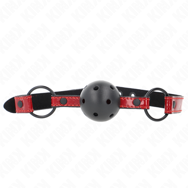 Adjustable ball gag in glossy faux leather, 4,5 cm – image 1
