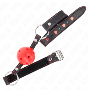 Bâillon boule rigide rouge pour adultes KINK 4,5 cm avec boule creuse – photo 2