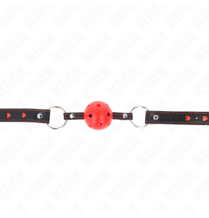Bâillon boule rigide rouge pour adultes KINK 4,5 cm avec boule creuse – photo 3