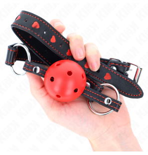 Bâillon boule rigide rouge pour adultes KINK 4,5 cm avec boule creuse – photo 4