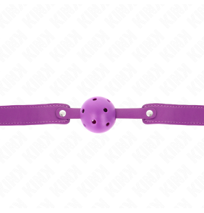 Oddychający knebel kulowy dla dorosłych, fioletowy, 4,5 cm – zdjęcie 3