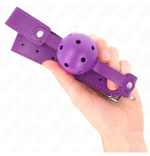 Oddychający knebel kulowy dla dorosłych, fioletowy, 4,5 cm – zdjęcie 4