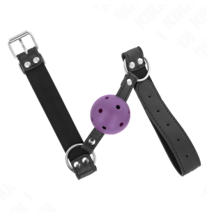 Adjustable purple ball gag, 4 cm, with breathable ball and double rivet – image 2
