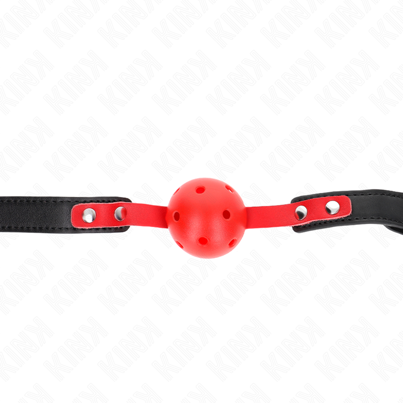 Red ball gag with adjustable black strap 4 cm – image 1