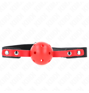 Rode bal gag met verstelbare zwarte band 4 cm – foto 2