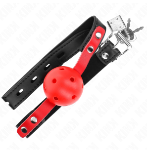 Red ball gag with adjustable black strap 4 cm – image 4