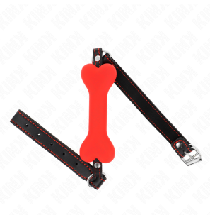 Bâillon en forme d’os rouge pour adultes, 12 cm – photo 1