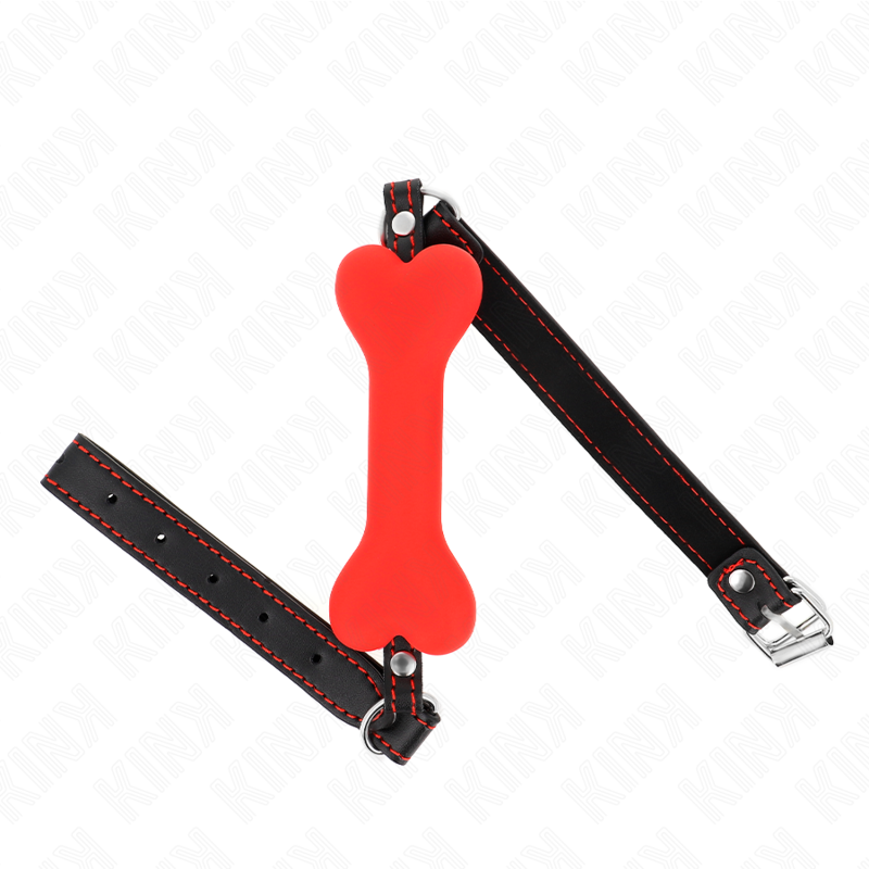 Red bone gag for adults, 12 cm – image 1 Red bone gag for adults, 12 cm – image 1