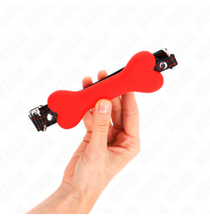 Bâillon en forme d’os rouge pour adultes, 12 cm – photo 2