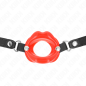 Adjustable lip gag with red leather strap 8 cm – image 3