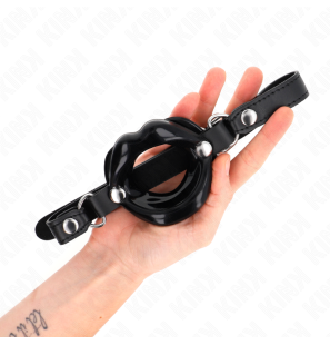 Adjustable lip gag with black leather strap, 39-58 cm – image 2